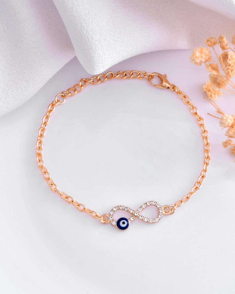 VOJ Gold Plated Evil Eye Charm Bracelet - Distacart