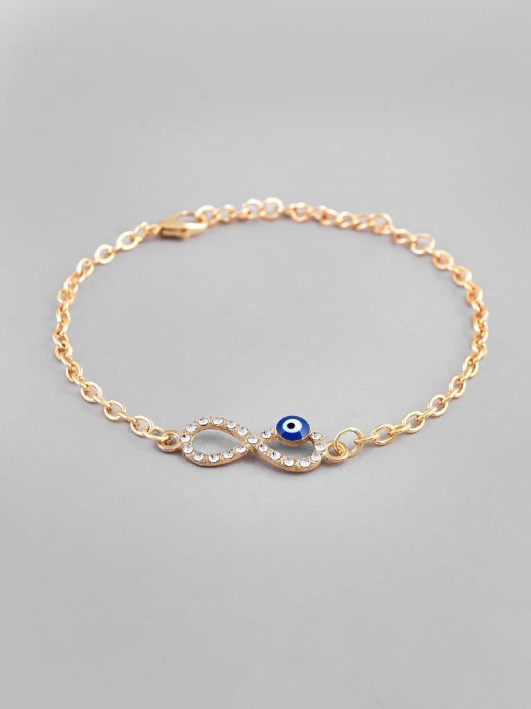 VOJ Gold Plated Evil Eye Charm Bracelet - Distacart