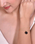 VOJ Gold Plated Black Clock Charm Bracelet - Distacart
