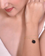 VOJ Gold Plated Black Clock Charm Bracelet - Distacart