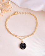 VOJ Gold Plated Black Clock Charm Bracelet - Distacart