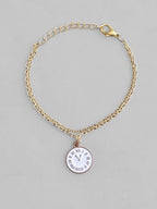 VOJ Gold Plated White Clock Charm Bracelet - Distacart