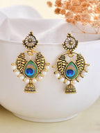 VOJ Gold Plated Peacock Contemporay Jhumka Earrings - Distacart