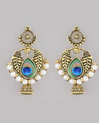 VOJ Gold Plated Peacock Contemporay Jhumka Earrings - Distacart