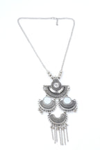 VOJ Oxidised Silver Plated Mirror And Ghungharoo Beads Jewellery Set