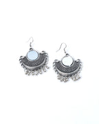 VOJ Oxidised Silver Plated Mirror And Ghungharoo Beads Jewellery Set