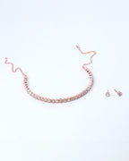 VOJ Gold-Polished Single Line Stone Studded Choker Jewellery Set