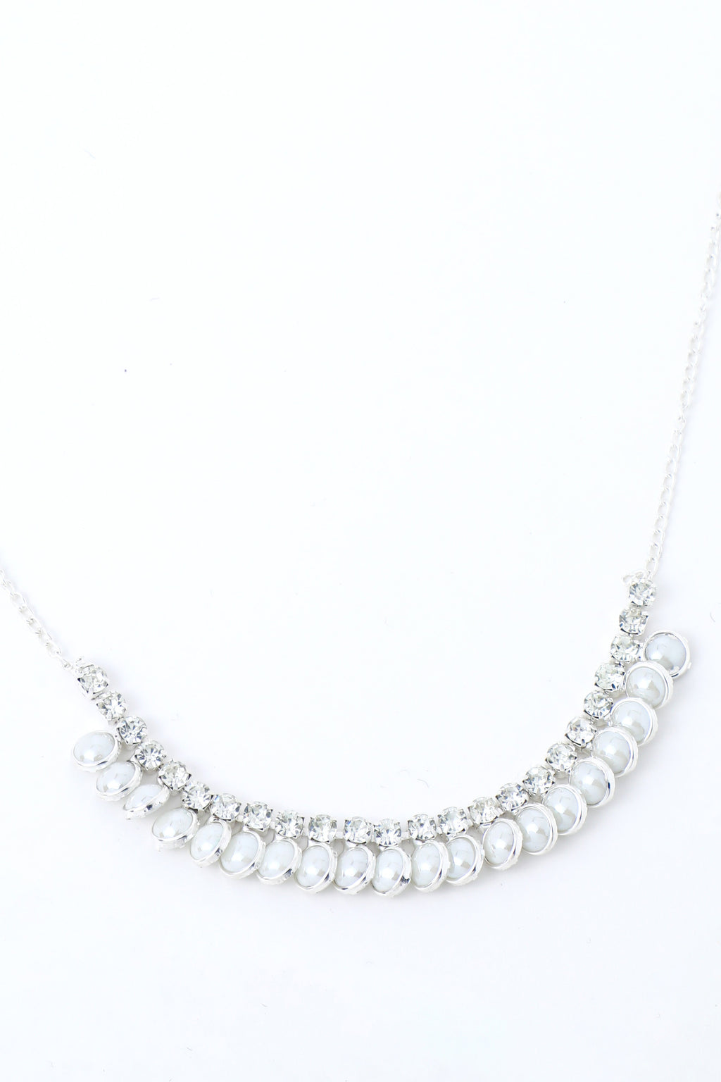 VOJ Silver Plated White Pearl Studded Choker Jewellery Set