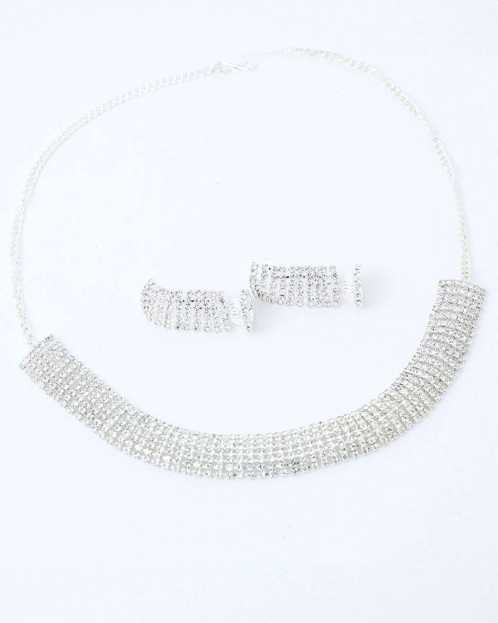 VOJ Silver Plated Stone Studded Choker Jewellery Set