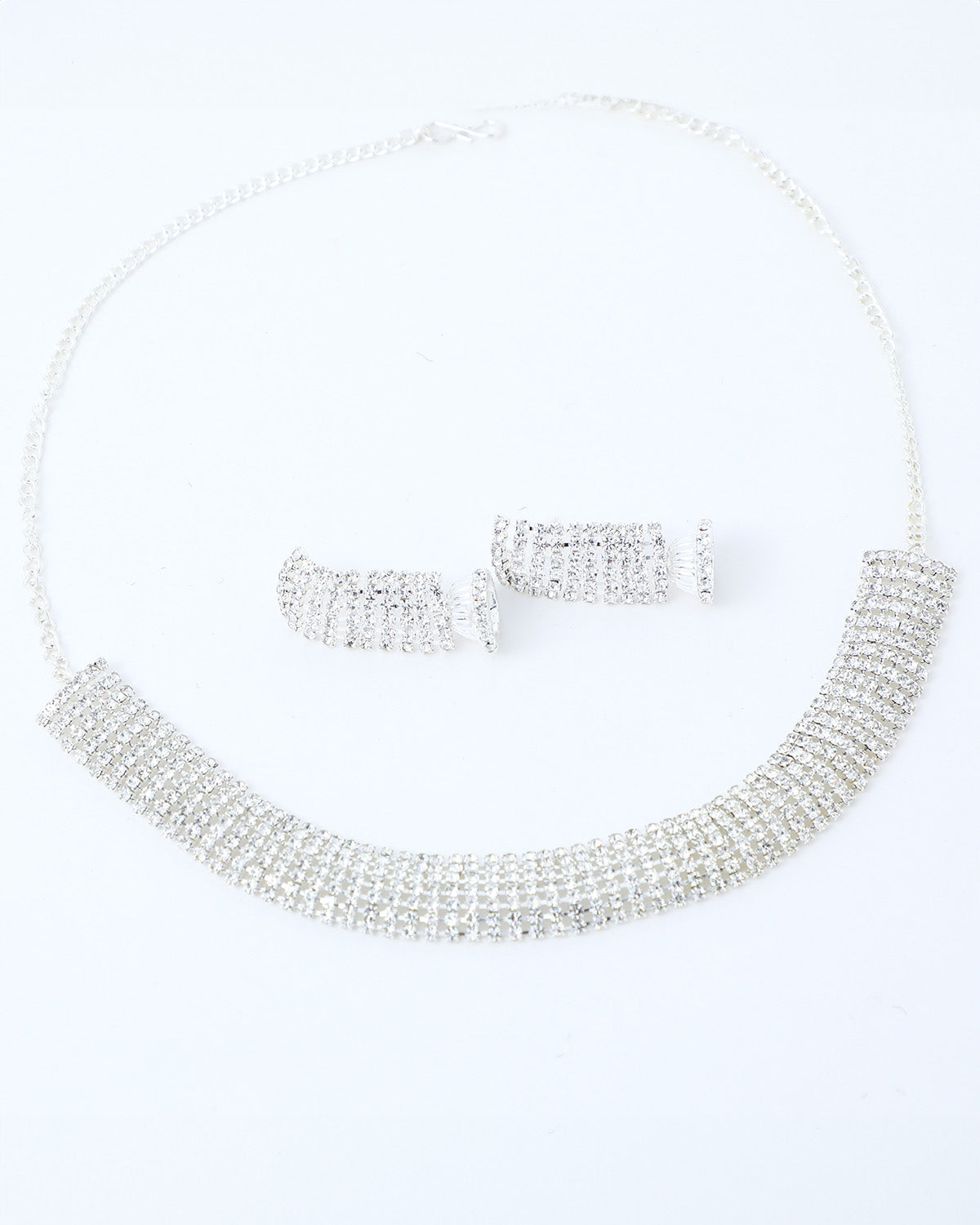 VOJ Silver Plated Stone Studded Choker Jewellery Set