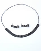 VOJ Black Stone Studded Choker Jewellery Set