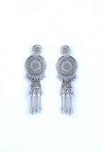 VOJ Silver Plated Oxidised Ghungharoo Studded Earrings - Distacart