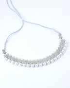 VOJ Silver Plated White Beads And Stone Studded Choker Jewellery Set With Mang Tikka - Distacart