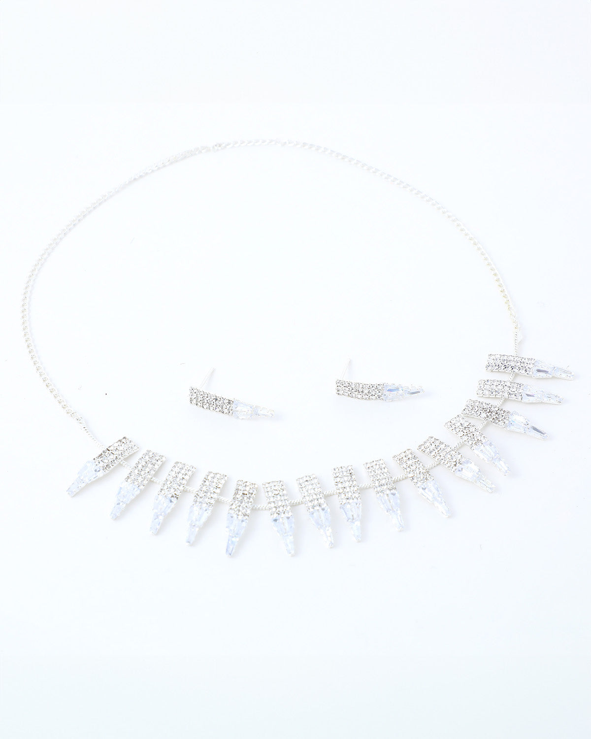 VOJ Silver Plated Stone Studded Necklace And Earring Set - Distacart