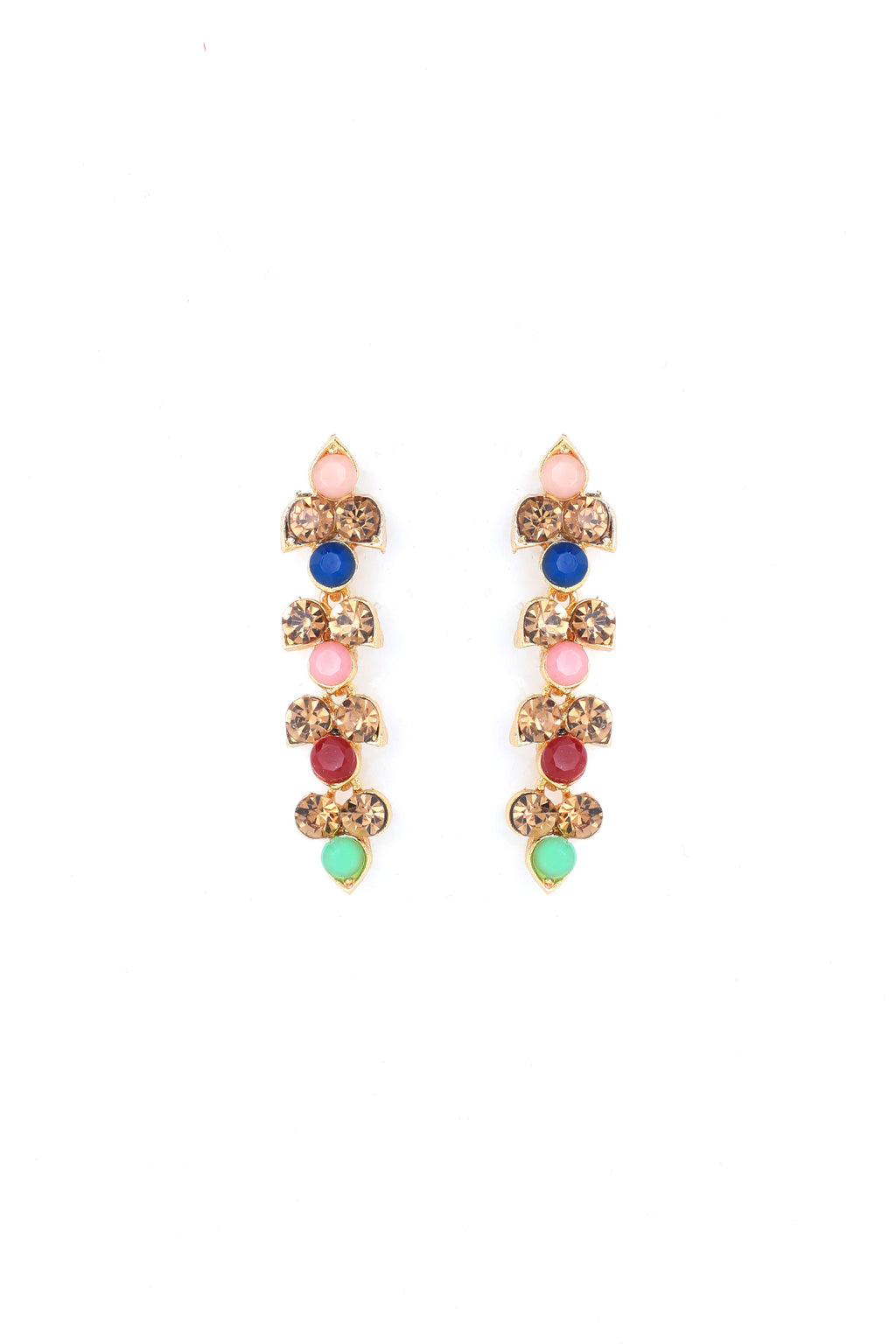 VOJ Gold Plated Multi Colored Stone Studded Choker Necklace And Earring Set - Distacart