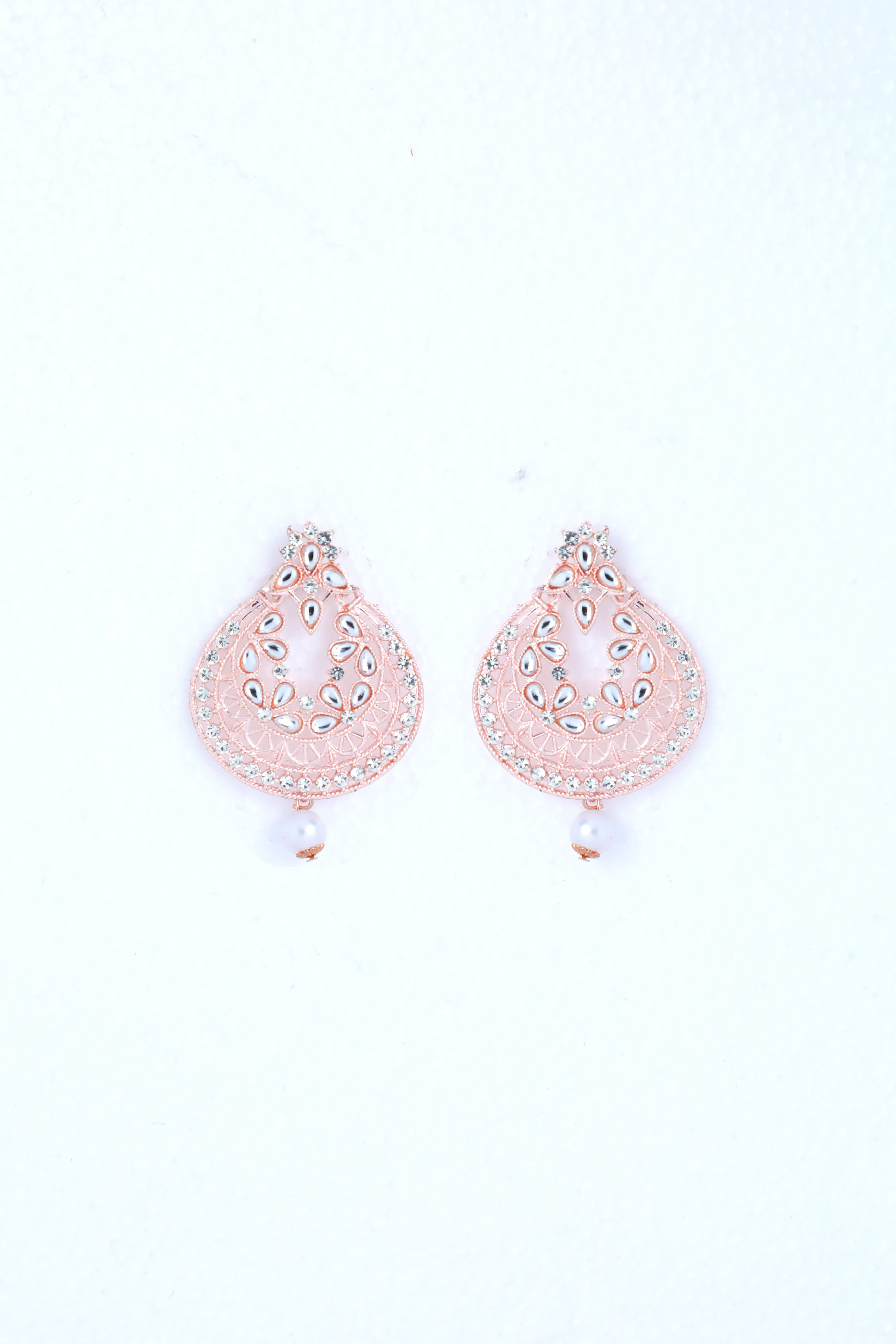 VOJ Gold Plated With White Pearl And Stone Studded Earring With Mang Tikka Set - Distacart