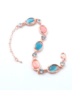 VOJ Gold Plated Multi Colored Stone Studded Charm Bracelet - Distacart
