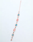 VOJ Gold Plated Multi Colored Stone Studded Charm Bracelet - Distacart