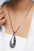 VOJ Black Stone Studded Pandent Necklace