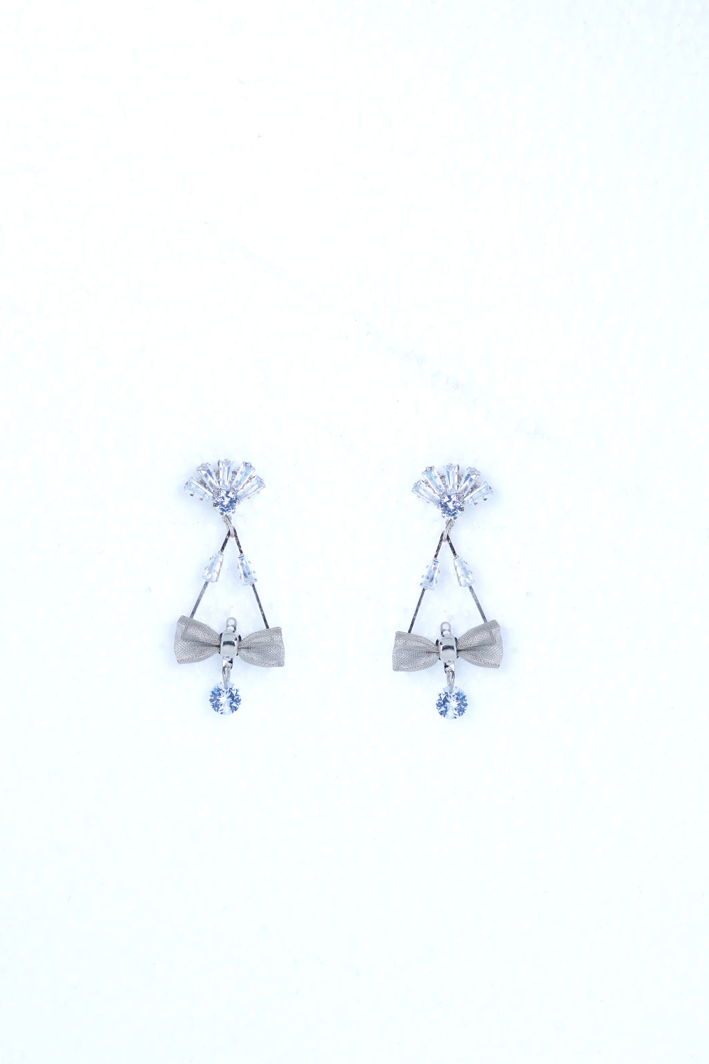 VOJ Silver Plated Stone Studded With Bow Triangle Shaped Earrings - Distacart