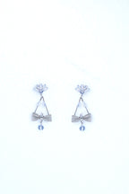 VOJ Silver Plated Stone Studded With Bow Triangle Shaped Earrings - Distacart