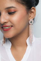 VOJ Gold Plated Stone Studded Drop Earrings - Distacart