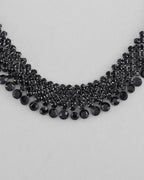 VOJ Black American Diamond Chokar Jewellery Set With Earrings