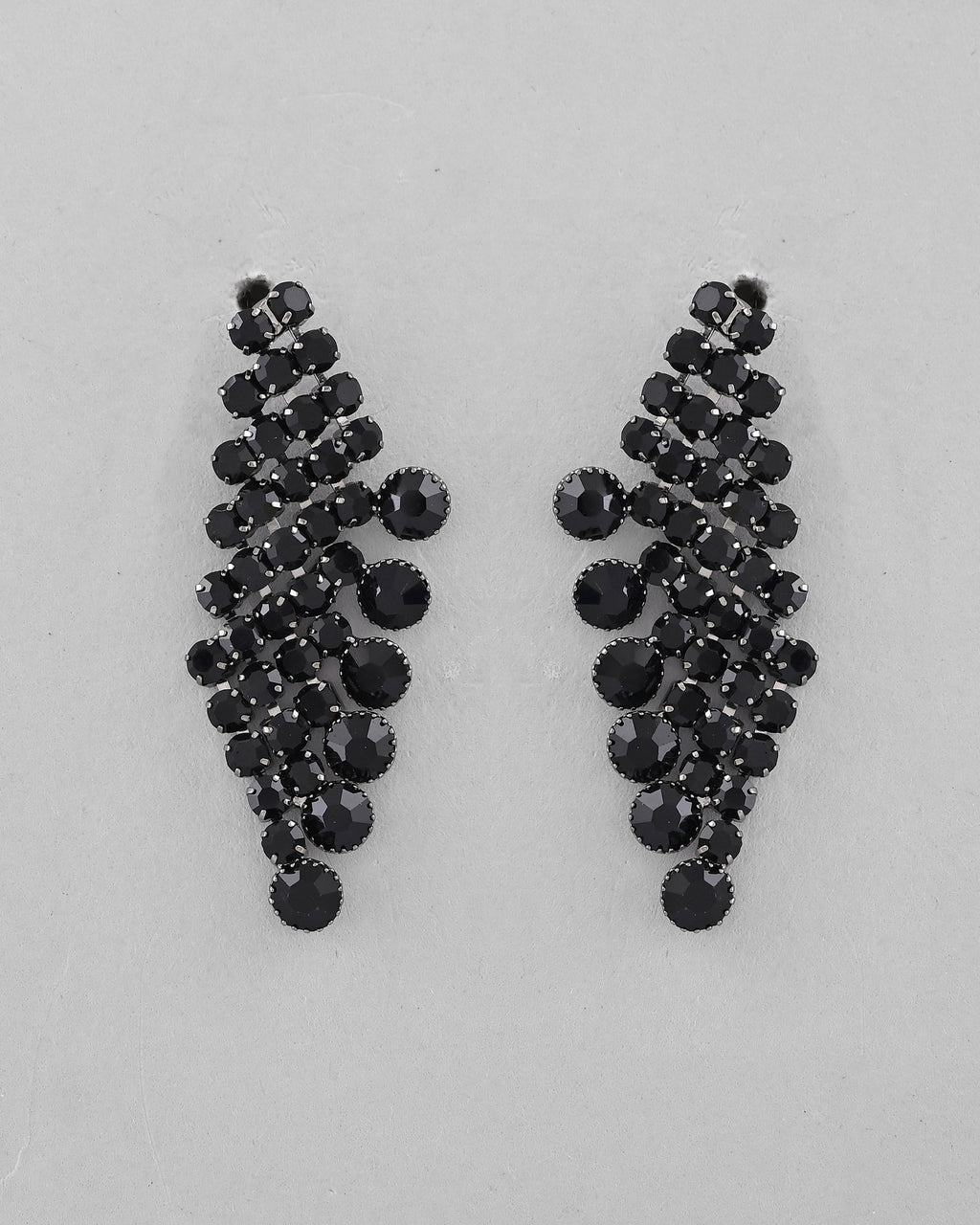 VOJ Black American Diamond Chokar Jewellery Set With Earrings
