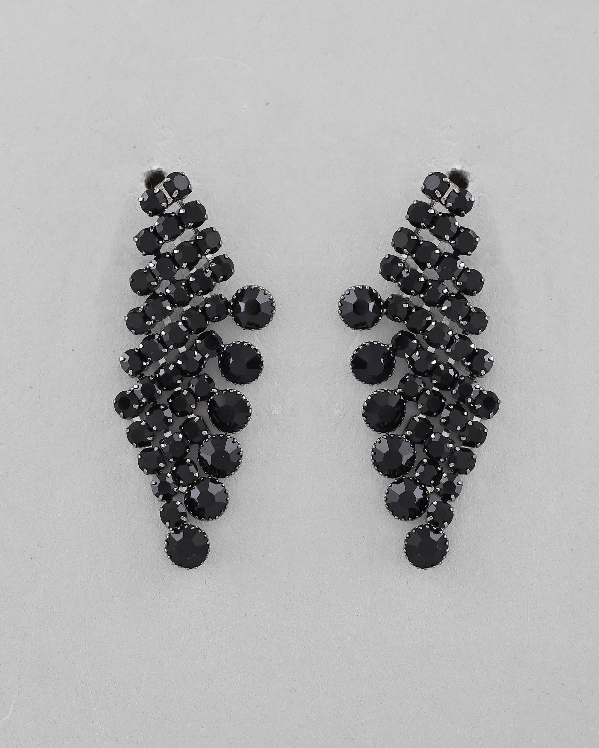 VOJ Black American Diamond Chokar Jewellery Set With Earrings