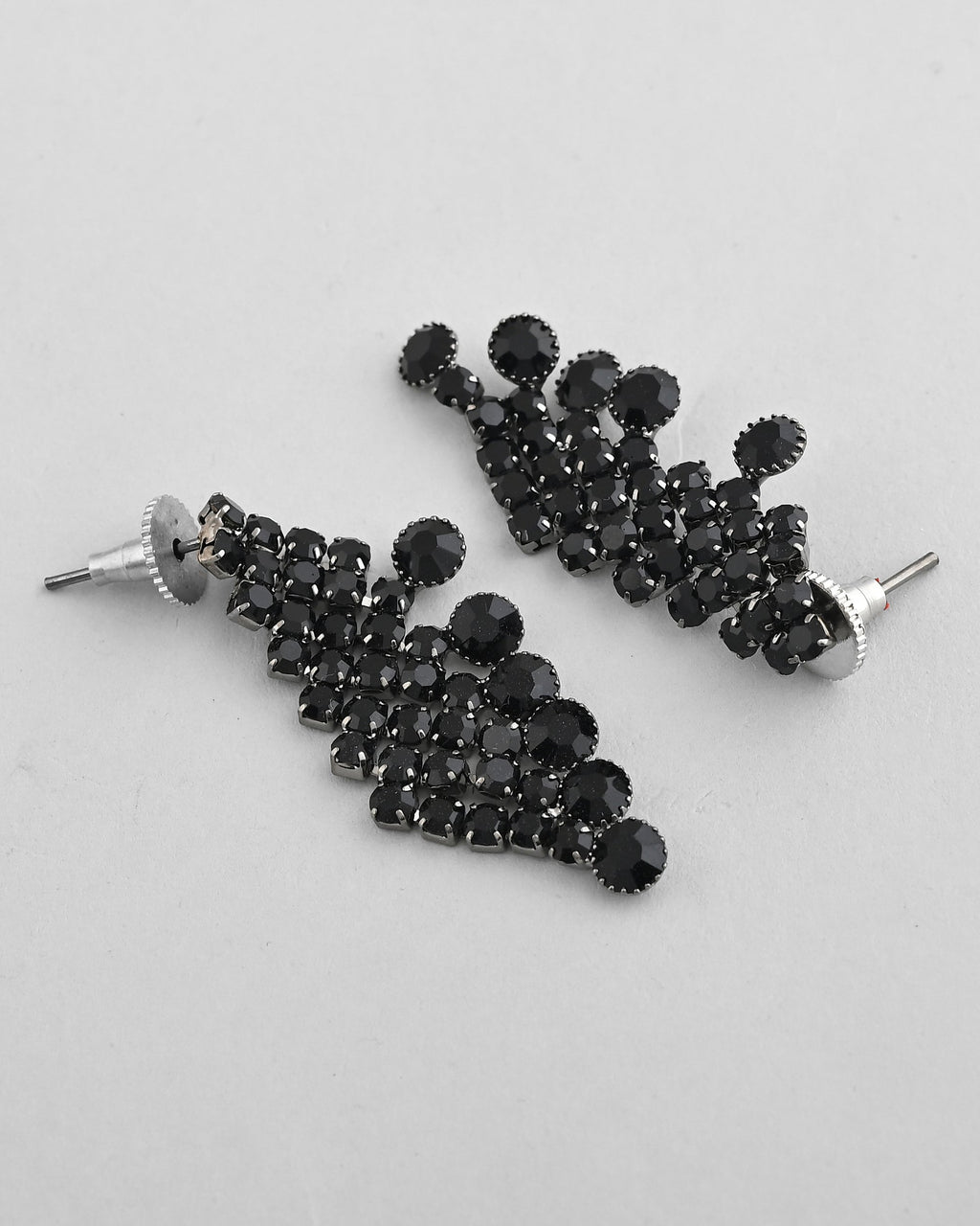 VOJ Black American Diamond Chokar Jewellery Set With Earrings