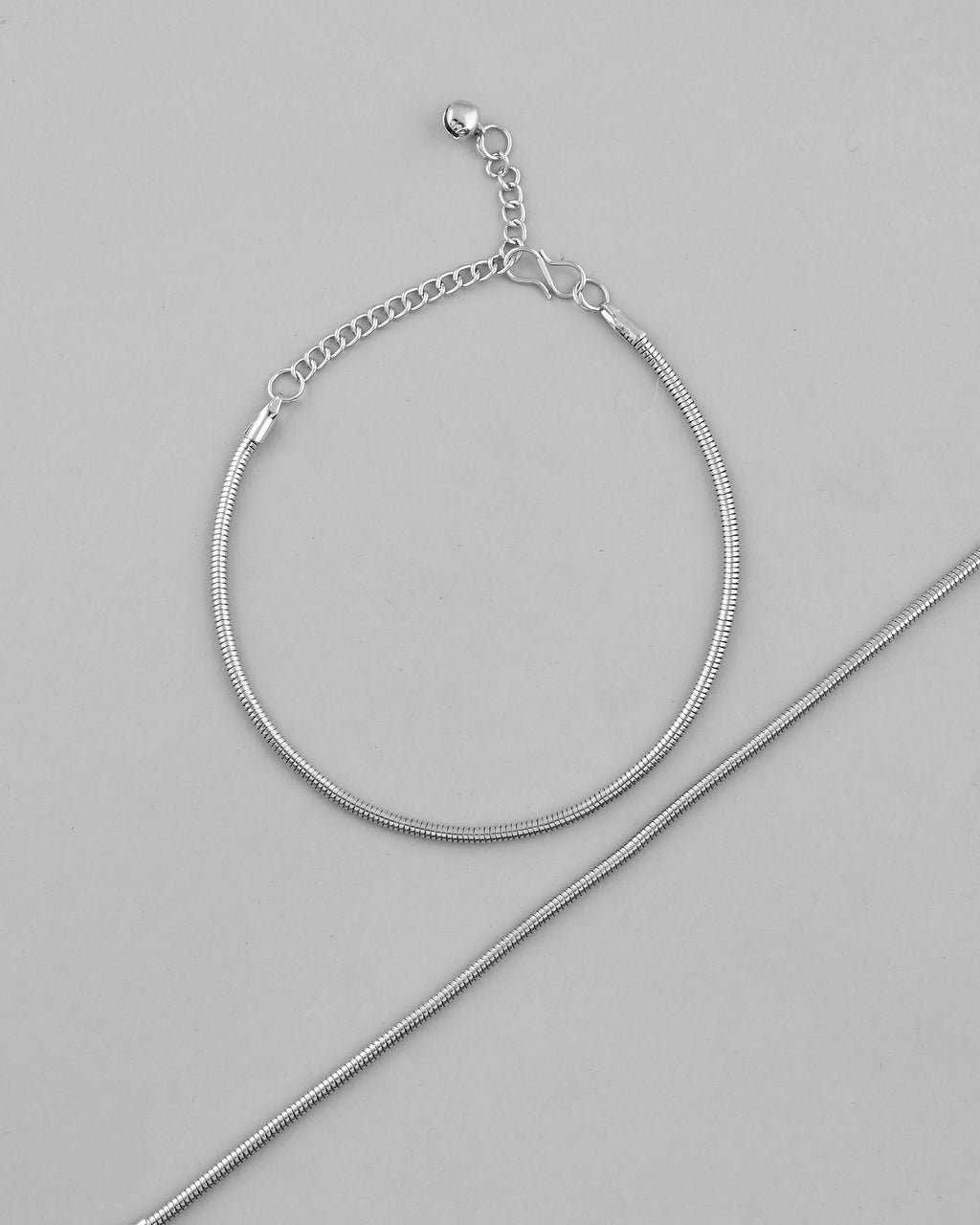 VOJ Set Of 2 Silver Plated Snake Anklet - Distacart