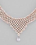 VOJ Silver Plated Party Wear AD Choker Necklace Jewellery Set