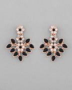 VOJ Gold-Polished Black & White Stone Studded Jewellery Set