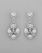 VOJ AD Stone Studded Silver Plated Necklace and Earrings Set