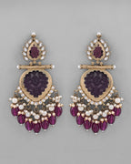 VOJ Gold-Polished Purple Colour Drop And Dangle Statement Earrings - Distacart