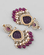 VOJ Gold-Polished Purple Colour Drop And Dangle Statement Earrings - Distacart