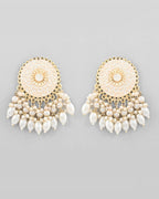 VOJ Gold-Polished White circular Earrings With Pearls - Distacart