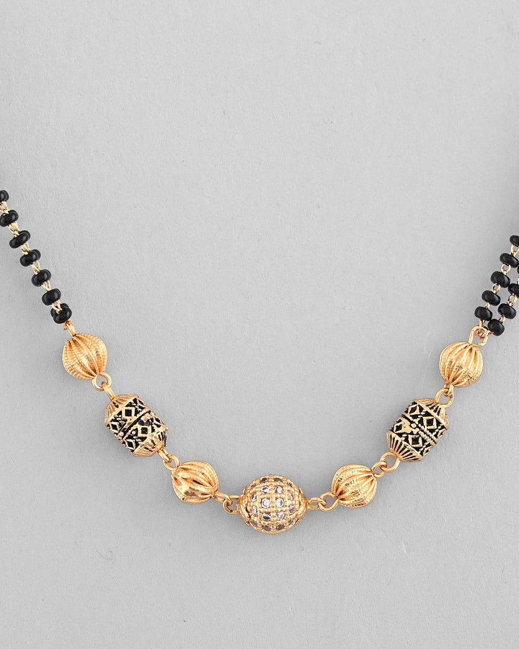 VOJ Gold-Polished Stone Studded Cricular shaped Mangalsutra - Distacart