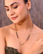 VOJ Gold-Polished AD-Studded & Beaded Layered Mangalsutra - Distacart
