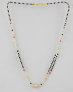VOJ Gold-Polished AD-Studded & Beaded Layered Mangalsutra - Distacart