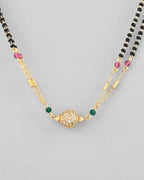 VOJ Gold-Polished AD-Studded & Beaded Layered Mangalsutra - Distacart