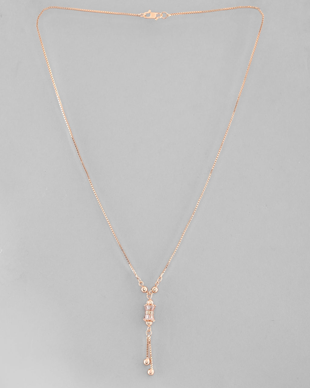 VOJ Rose Gold-Polished AD Stone Studded Chain