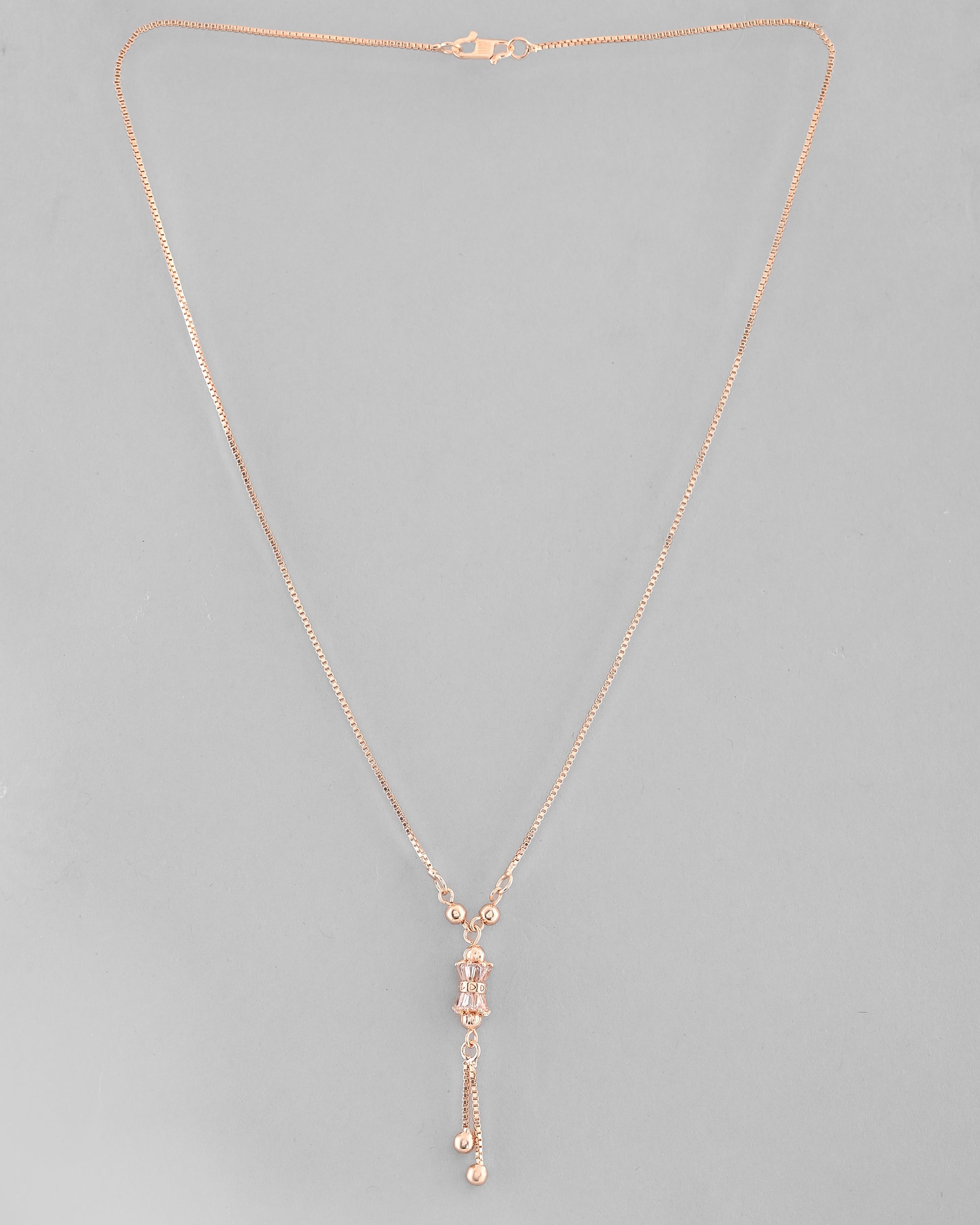 VOJ Rose Gold-Polished AD Stone Studded Chain