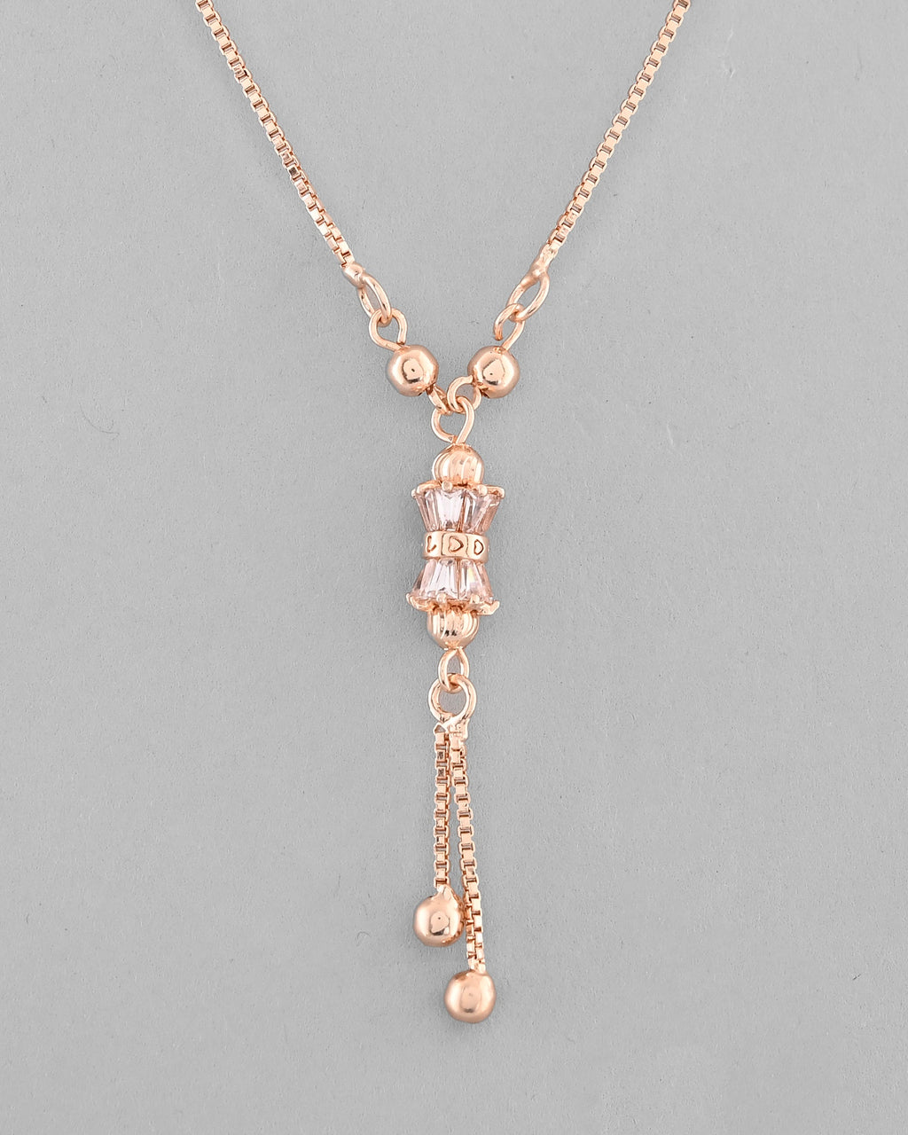 VOJ Rose Gold-Polished AD Stone Studded Chain