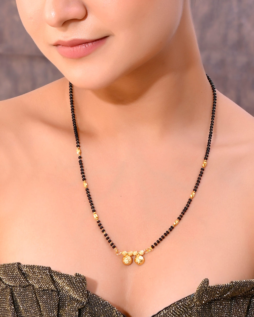 VOJ Gold-Polished Beaded Mangalsutra - Distacart