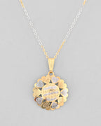 VOJ White and Yellow Gold-Polished Chain With Flower shaped Pandent And Flower shaped Earrings