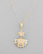 VOJ White and Yellow Gold-Polished Chain With Leaf shaped Pandent And Leaf shaped Earrings