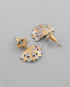 VOJ White and Yellow Gold-Polished Chain With Leaf shaped Pandent And Leaf shaped Earrings