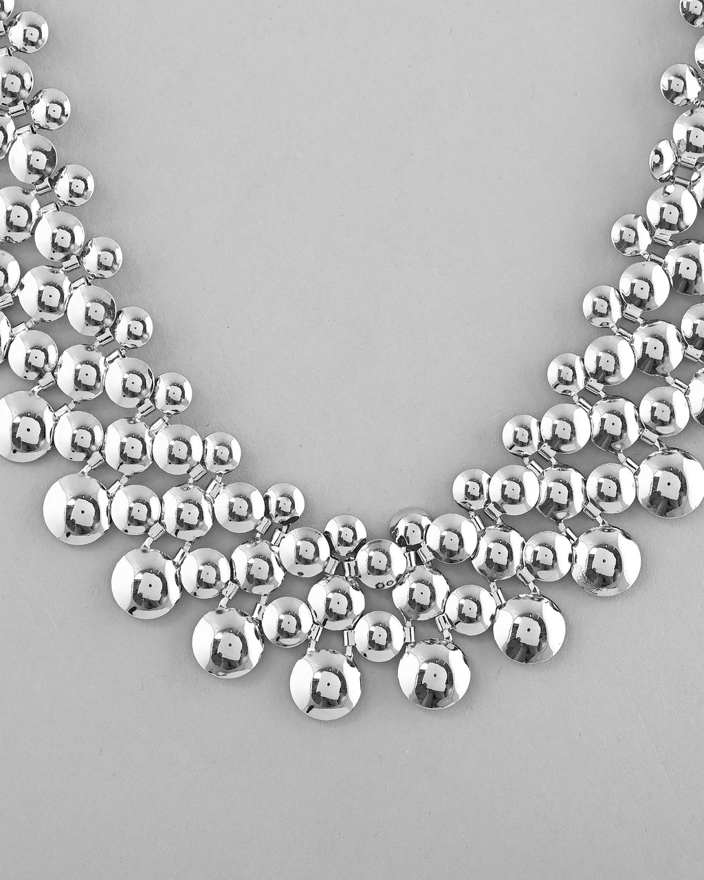 VOJ Silver Plated Long Necklace With Earrings Set