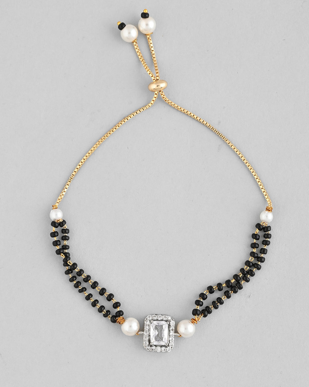 VOJ Rectangle Shaped And AD Stone Silver Plated Mangalsutra bracelet - Distacart